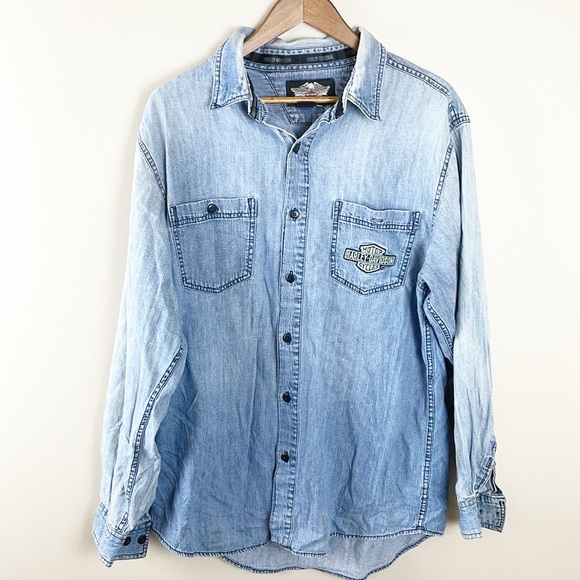 Harley-Davidson Other - Harley Davidson V-Twin Power Denim long sleeve shirt men size L